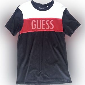 Mens GUESS shirt in a size M. Black with a red mesh panel.